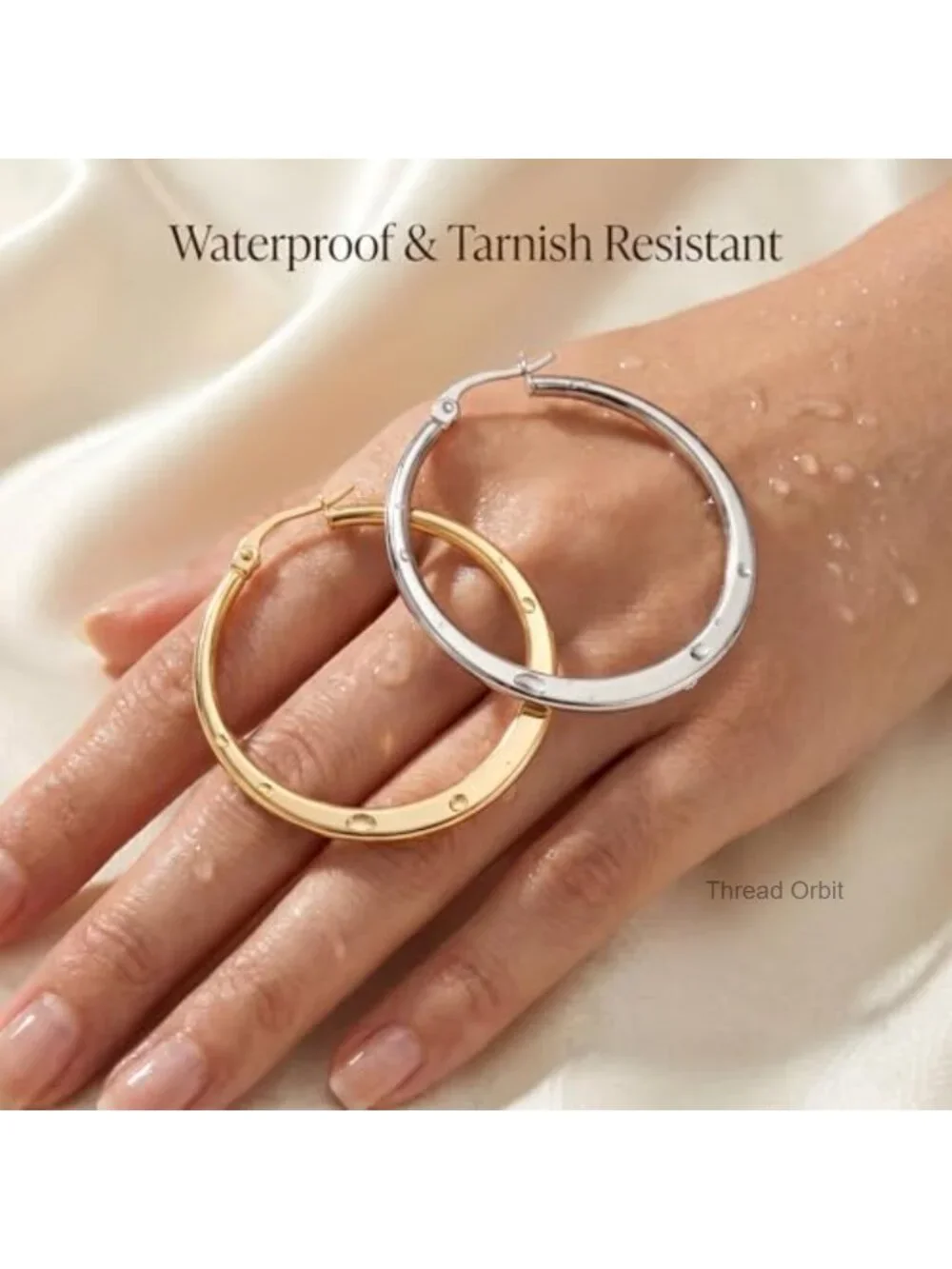 14K Gold Hoop Earrings Set - 2 Pairs, Hypoallergenic & Waterproof